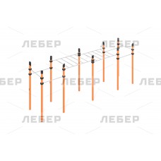 Рукоход классический двухуровневый из шести турников (Нержавеющая сталь)